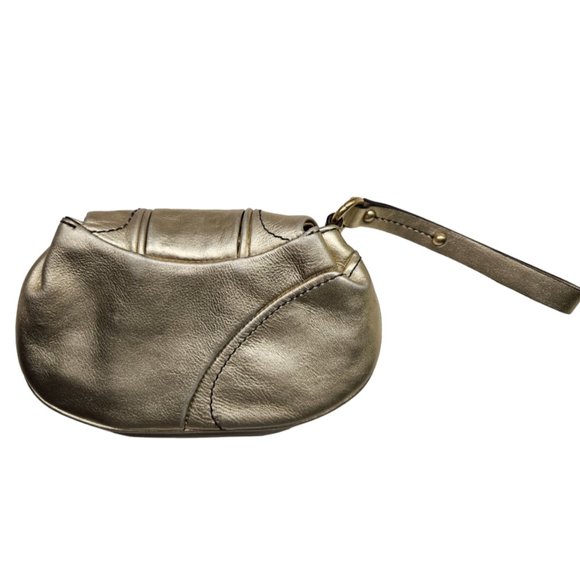 JUICY COUTURE Vintage Y2K Leather Wristlet Clutch  – Gold Metallic (EUC) - Picture 3 of 12